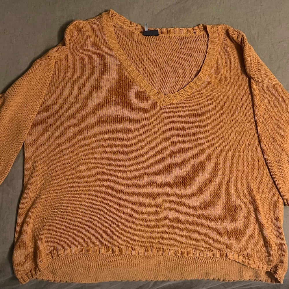V-Neck Women's Crop Sweater - Mustard Yellow